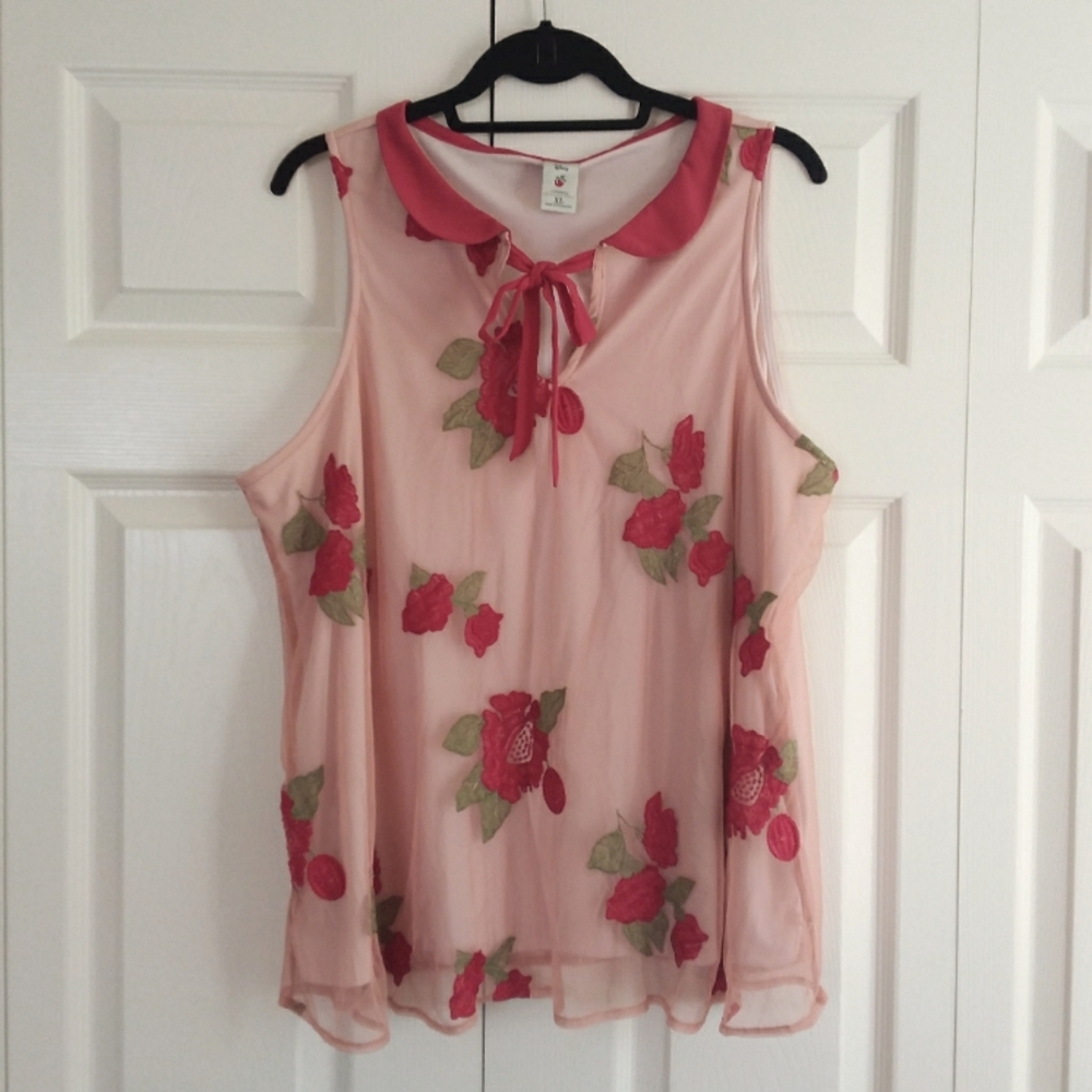 LC Lauren Conrad XL red peach blouse top